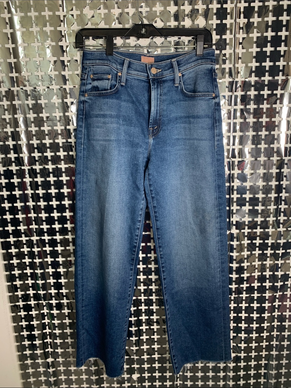 MOTHER Wide-Leg High-Rise Jeans in Medium Blue Wash